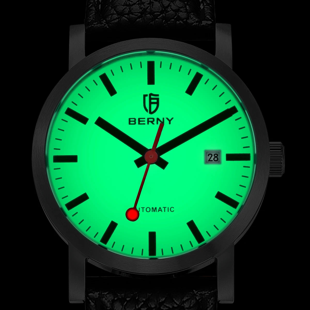 BERNY Watch for Men Automatic Self-Wind Luxury Watch Sappire MIYOTA 8215 Top Luminous 5ATM Mechanical Railroad Wristwatch