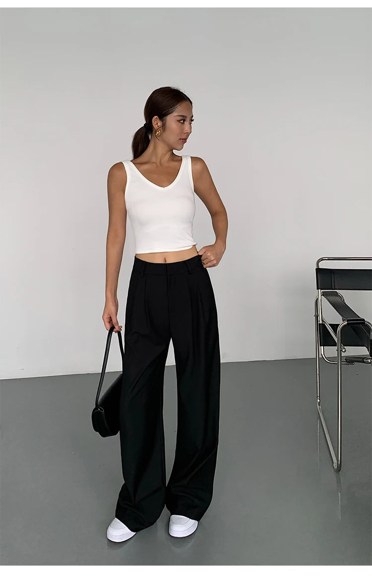 Multicolor Office High-waisted Wide-leg Suit Pants Women's 2025 Autumn Loose and Drape Casual Straight Mopping Trousers