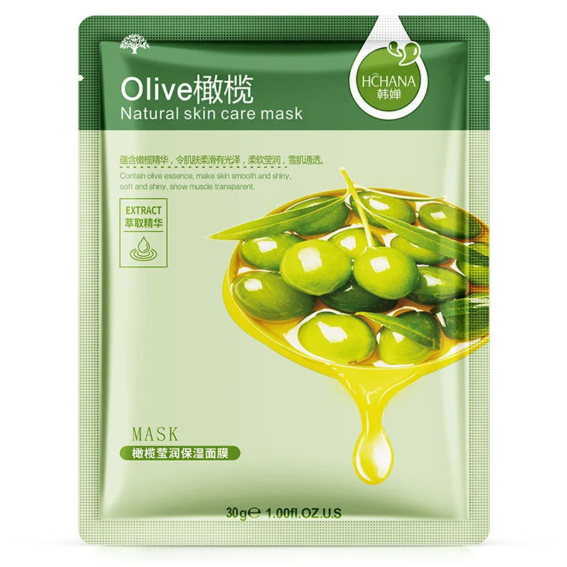 10pcs Natural Plant Facial Mask Moisturizing Oil Control Anti-Aging Fruit Aloe Korean Sheet Face Mask Beauty Skin Care Prodcuts
