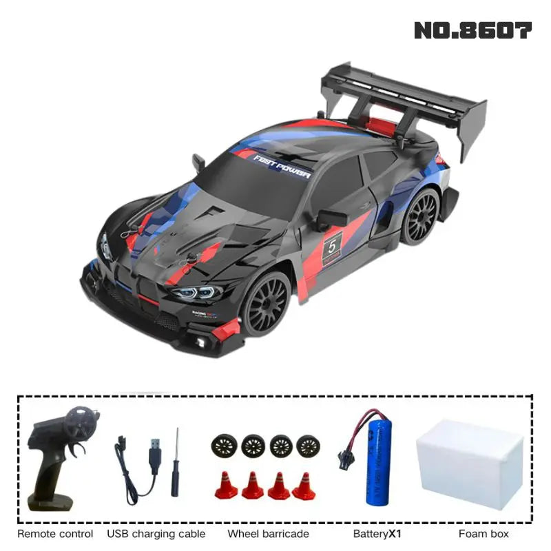 New 1:24 RC drift vehicle, Mustang 4WD cars, racing car with remote control, gift, competition racing car, children's toy