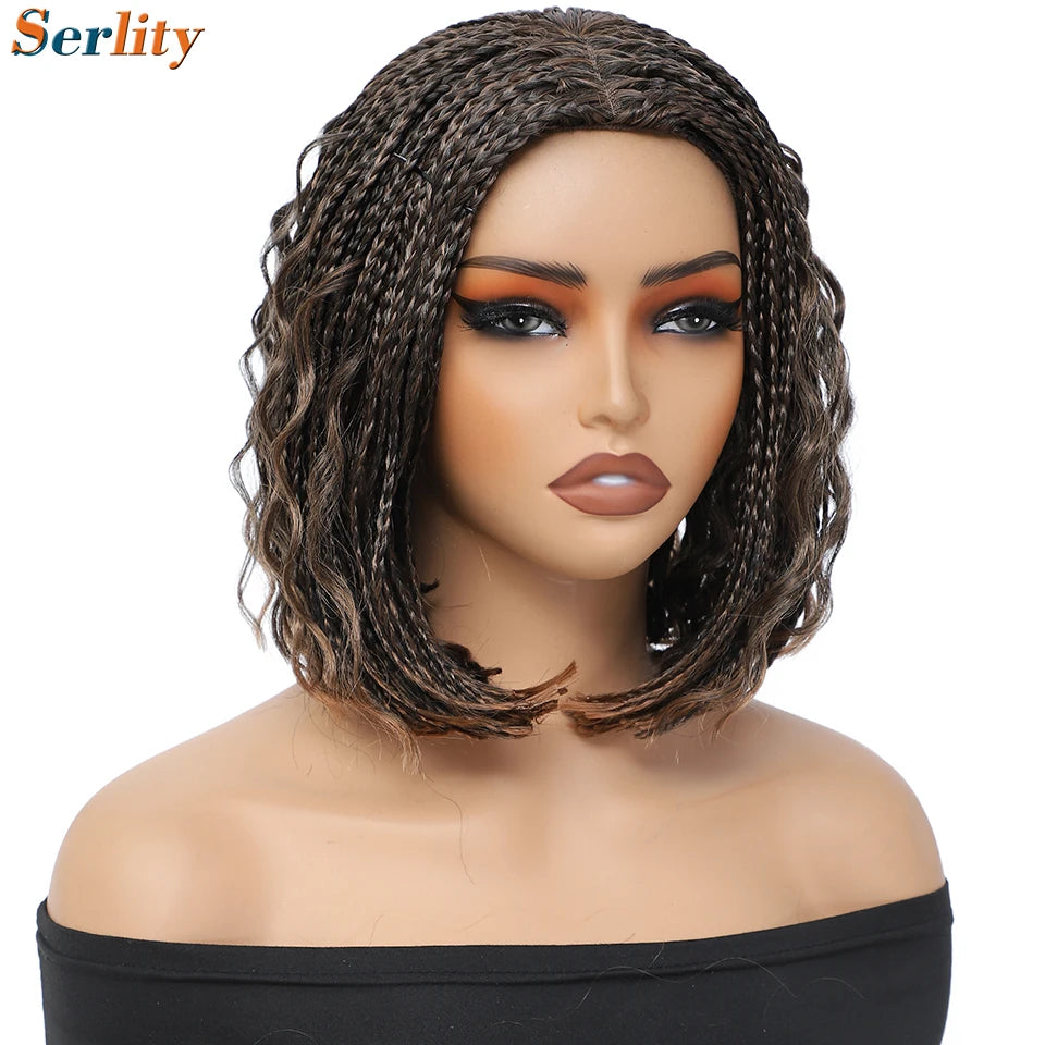 New Style Bob Box Braided Wigs For Black Women 12inches Synthetic Box Braids Crochet Hair Wigs On Sale Clearance Short Black Wig