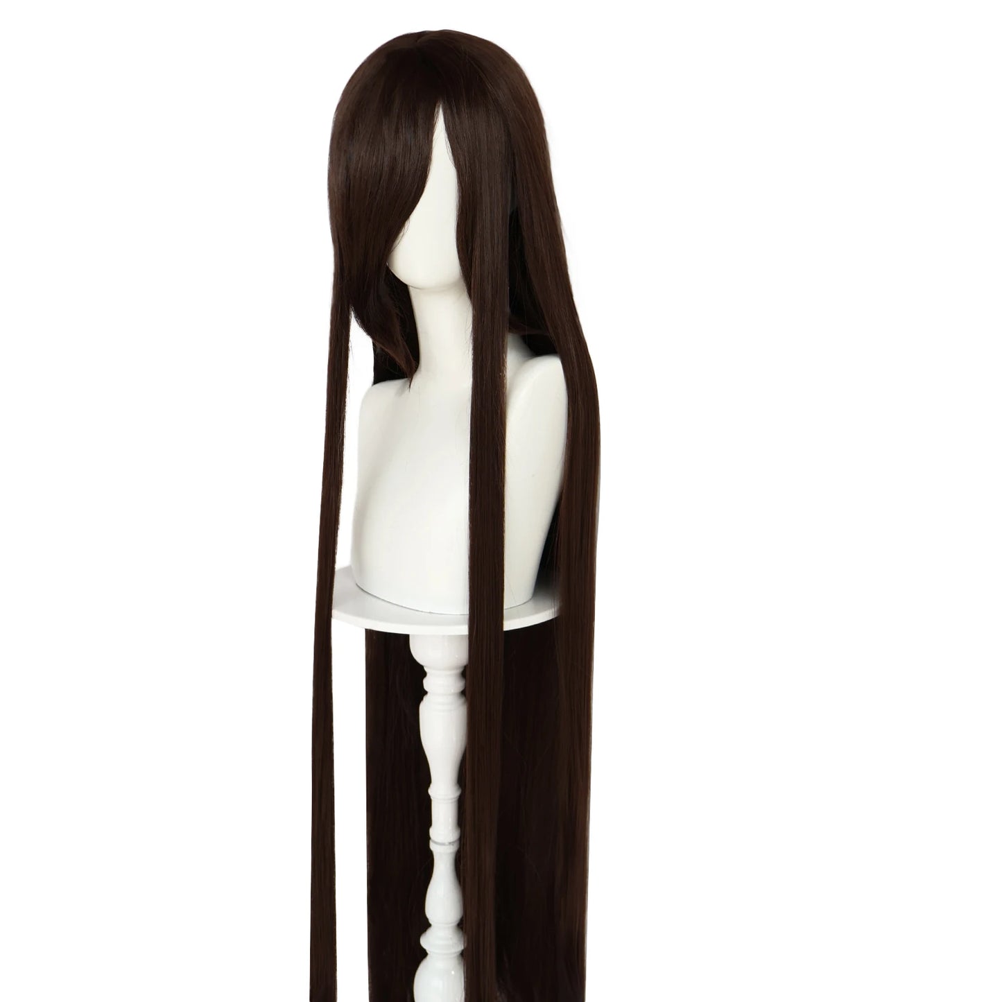 Synthetic 46Inch Black Straight Extra Long Stylish and Versatile Anime Cosplay Wig With Bangs For Daily Party Wear Wig Fashion