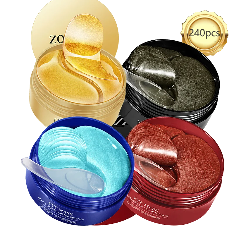 240pcs=120pairs Eye patches Hyaluron Acid & Gold & Seaweed & Black Pearl Hydrating Moisturizing Crystal Collagen Gel Eye Mask