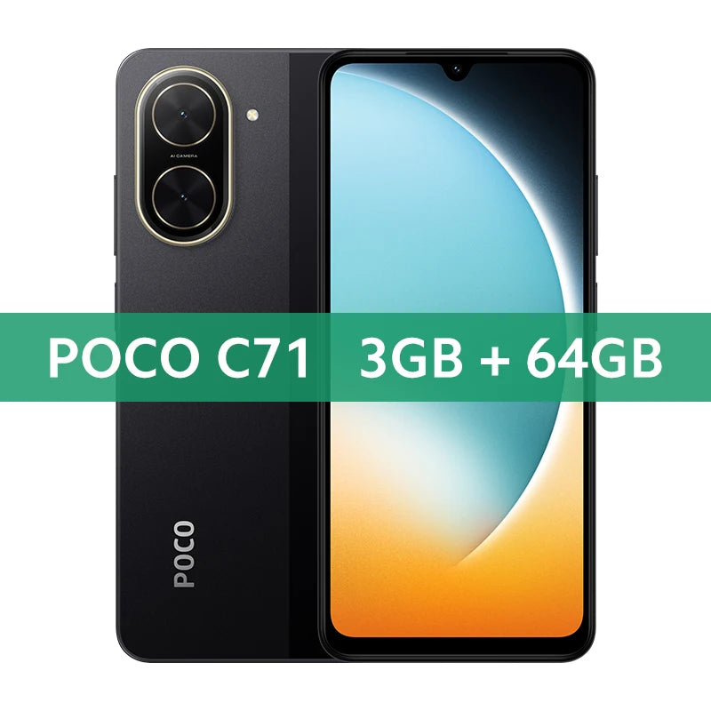 POCO C71 Global Version UNISOC T7250 processor 32MP AI dual camera Immersive 6.88” display 15W fast charging AI face unlock