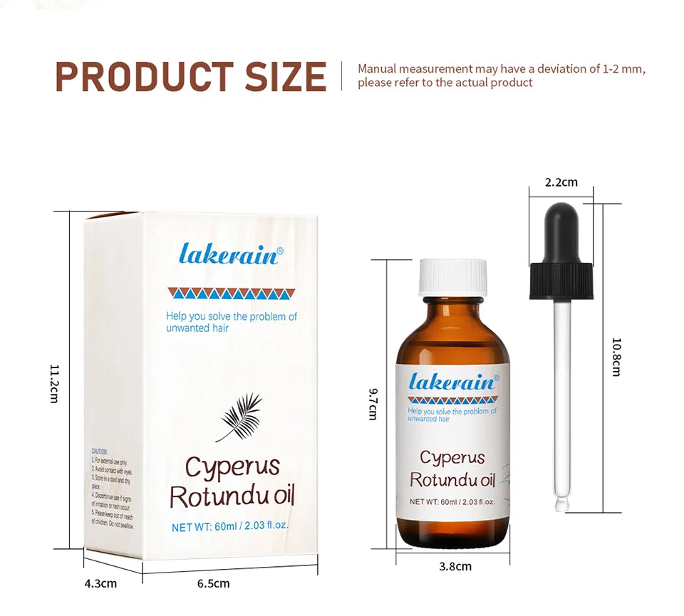 Semi-permanent Cyperus Rotundus Oil Hair Remover Armpit Legs Arms Hair Growth Inhibitor Beauty Skin Care Body Essential Oil