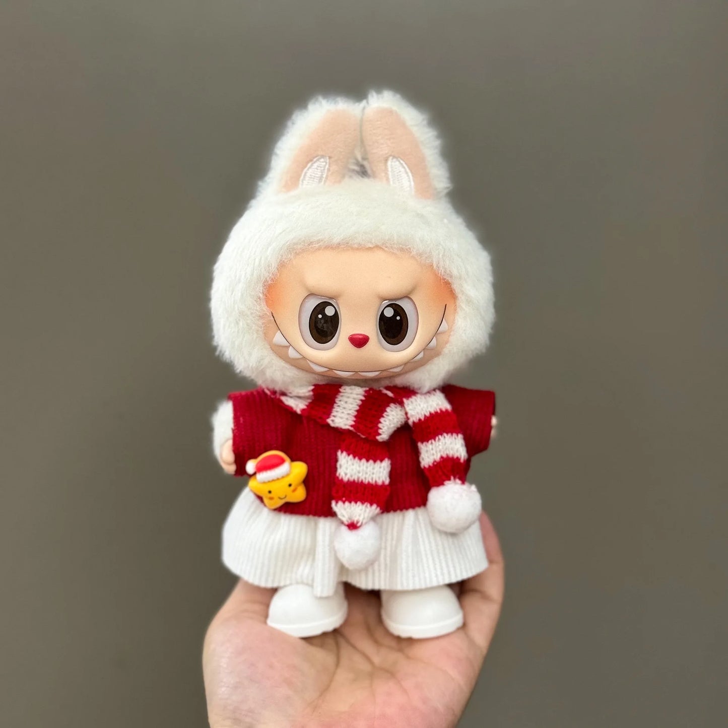 Labubu Doll Christmas Outfit - Festive Holiday Costume Set, Cute Plush Santa Dress with Accessories for Dolls (Clothes Only)