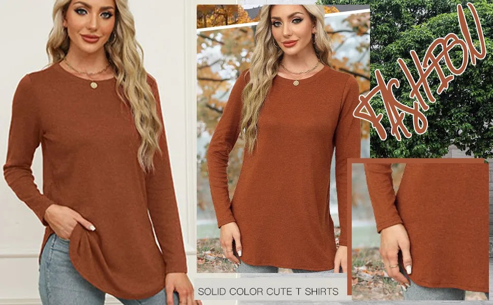 Traf 2024 Mujer Womens Long Sleeve Round Neck Shirts Side Split Basic Loose Tunic Tops Casual Shirts Ropa De Mujer Fashion