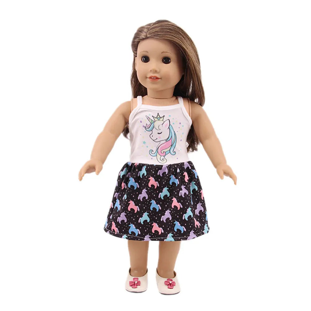 Baby Girls Dress Dolls Clothes Daily Fashion Dress For 18 inch American Doll Girl's Accessories 43Cm Baby Reborn,Generation Gift