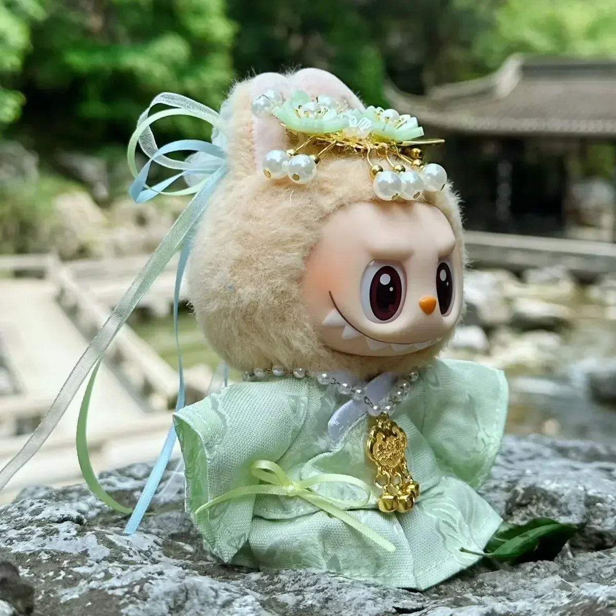 For 15/17cm Labubu Doll Accessories Labubu 3.0 Outfit Korean Traditional Style Dress Set with Hair Clip Doll Clothes