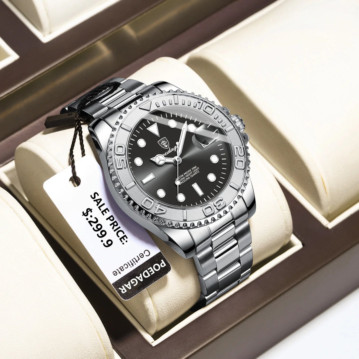 POEDAGAR Business Luxury Man Watch Luminous Waterproof Date Stainless Steel Men Watch High Quality Military Men's Quartz Watches