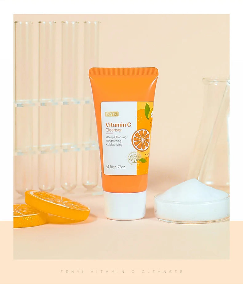 Vitamin C Facial Cleanser Skin Deep Cleansing Moisturizing Blackhead Removal Skincare Face Wash Foam Face Cleanser Skin Care