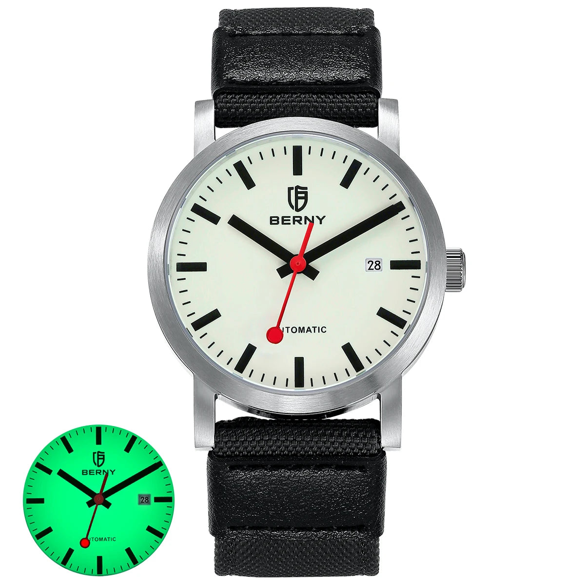 BERNY Watch for Men Automatic Self-Wind Luxury Watch Sappire MIYOTA 8215 Top Luminous 5ATM Mechanical Railroad Wristwatch