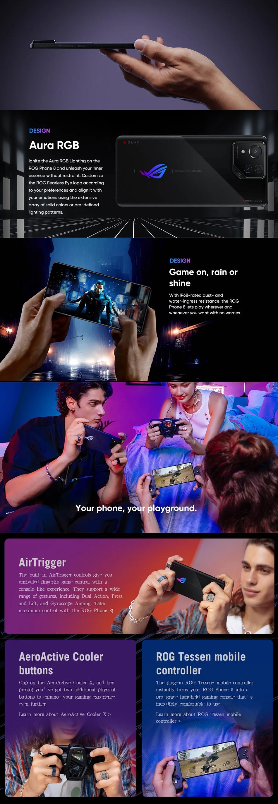 ROG Phone 8 5G Gaming Smartphone Snapdragon 8 Gen 3 AMOLED 165Hz ASUS Android Mobile for Gamers