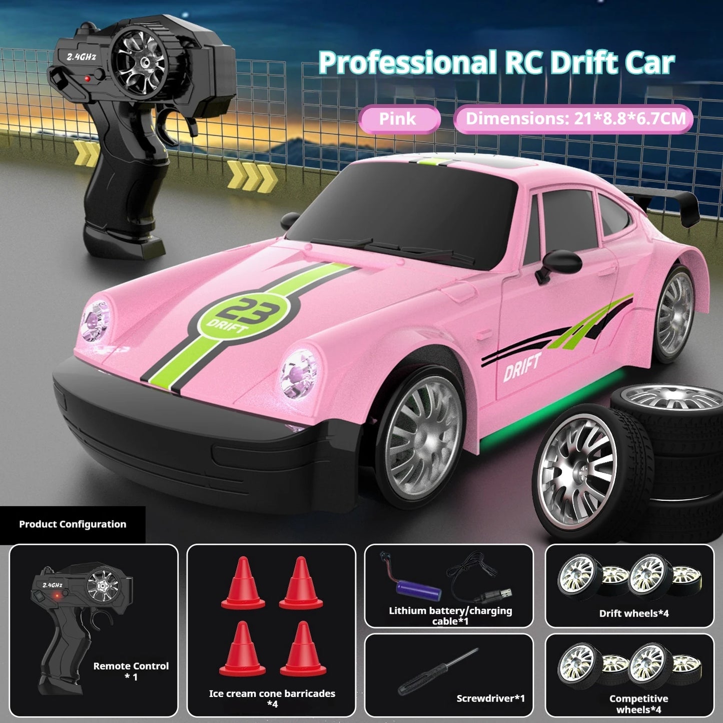 RC Car 1/24 Scale Professional Drift Racing High Speed 4WD Simulation Model RTR Electric Toy Gift for Adults Kids In Stock
