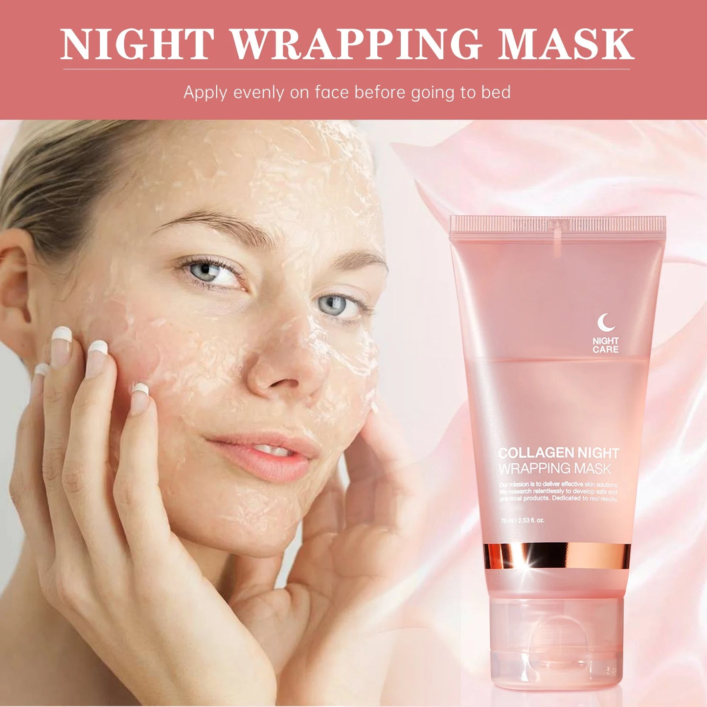 Face Mask Collagen Night Wrapping Mask Elasticity Hydration Reduces Sagging Dullness Hydrolyzed Collagen Skin Care Products 75ml