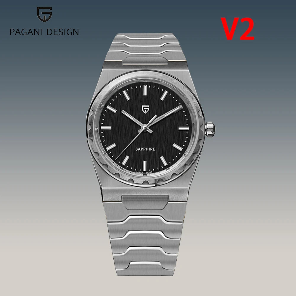 PAGANI DESIGN 2025 New Thin 7mm Fashion Men Quartz Watch V2 Stainless Steel Sapphire 10Bar Waterproof C3 reloj hombre