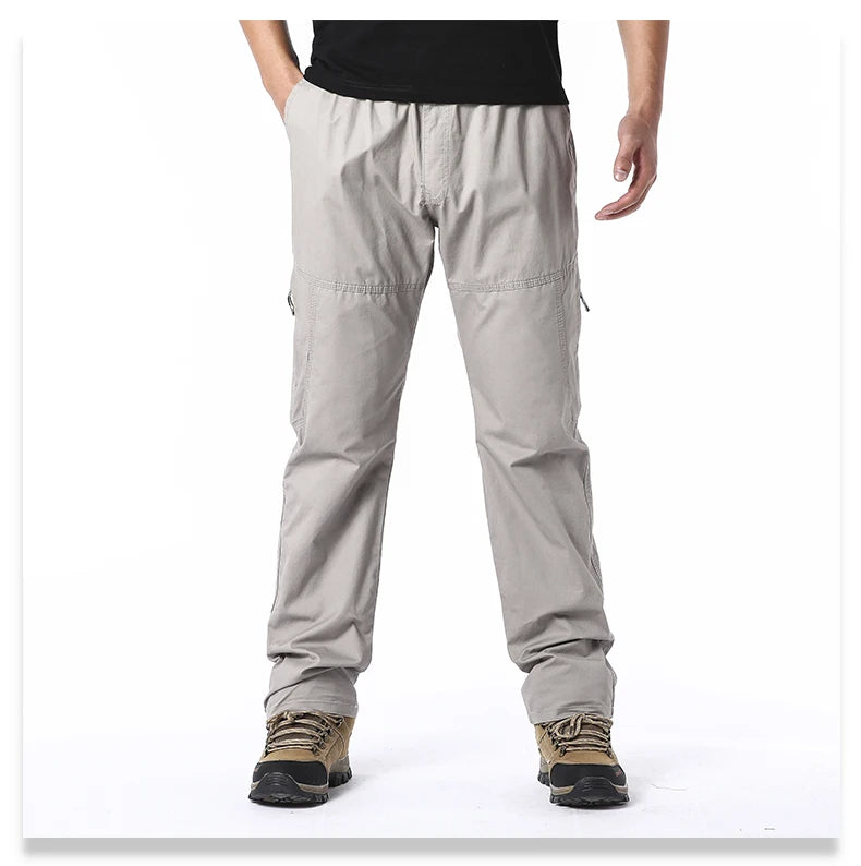 High Quality Men's Cotton Cargo Pants Casual Multiple Pocket Tacitcal Pants Spring Autumn Outdoor Camping Hiking Work Pants