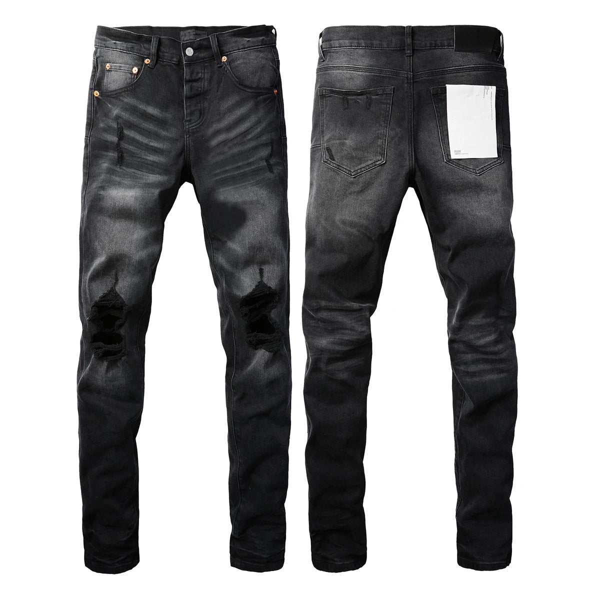 2025 Jeans Man's High Street Blue Ripped Distressed Skinny Jeans Low Rise Denim Trousers Fashion Repair Pants 9003