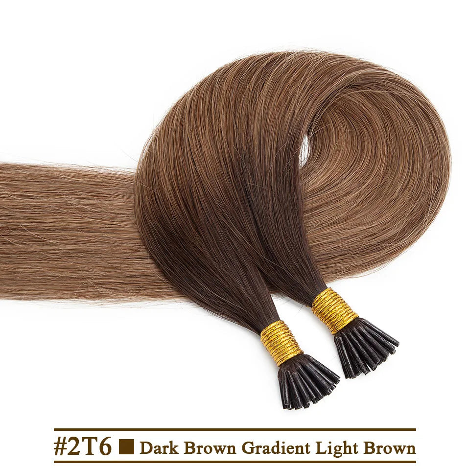 S-noilite 50pcs I Tip Microlink Hair Extensions 1g/s Straight Human Hair Fusion Keratin Micro Ring Stick Hair Pre-Bond Blonde