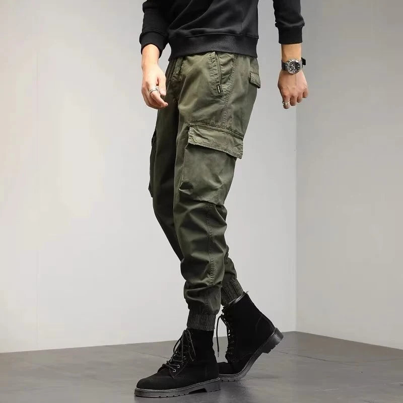 Men's Winter Snow Warm Thermal Plush Cargo Pants Comfortable Elastic Waist Casual Trousers Trend Versatile Concise Outside Pants