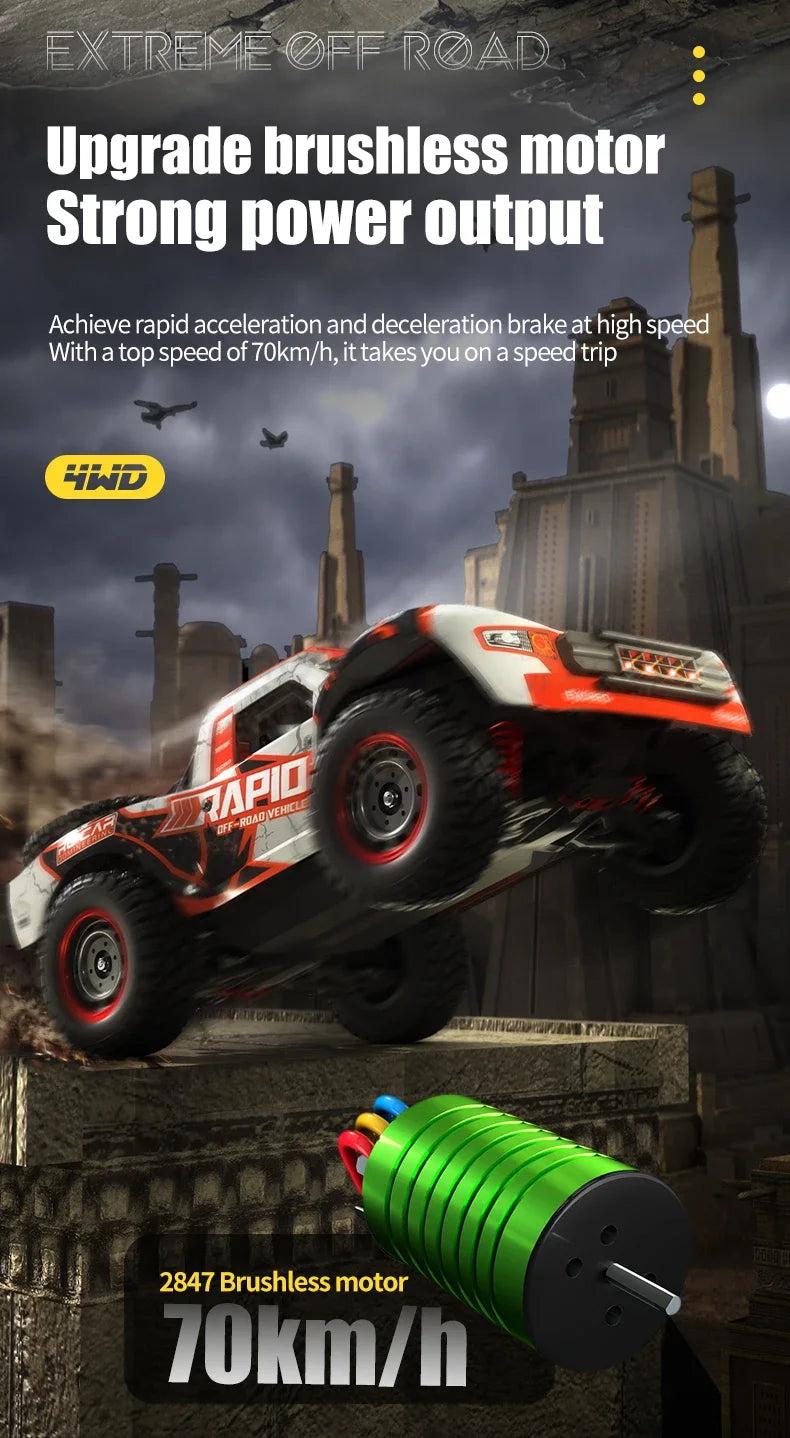 Rc Car Off Road 4x4 50km/h Or 75km/h High Speed Brushless Motor Monster Truck 1/16 Desert/Snow Racing Drift Cars Toys For Boys