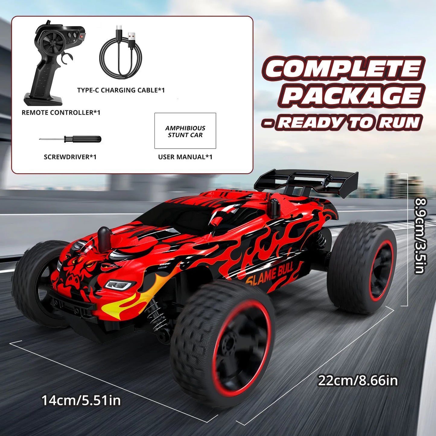 RC Cars Remote Control Car for Kids, 1:18 Scale 20 KM/H 2WD Offroad Buggy, 2.4GHz RC Racing Car with USB-C Easy Charging