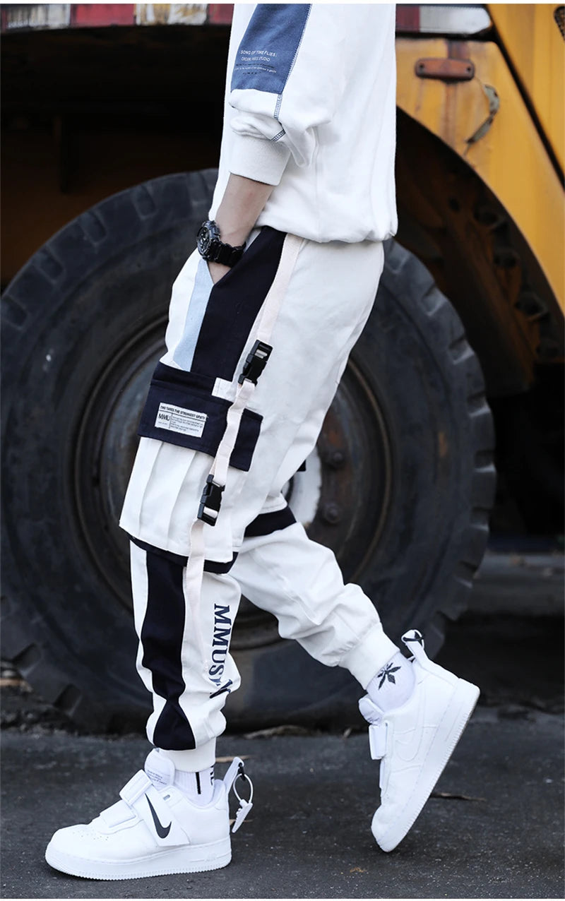 Men's Letter Flap Pocket Drawstring Cargo Pants Casual All-match Loose pantalon cargo homme Classic Fit Elastic work Trousers