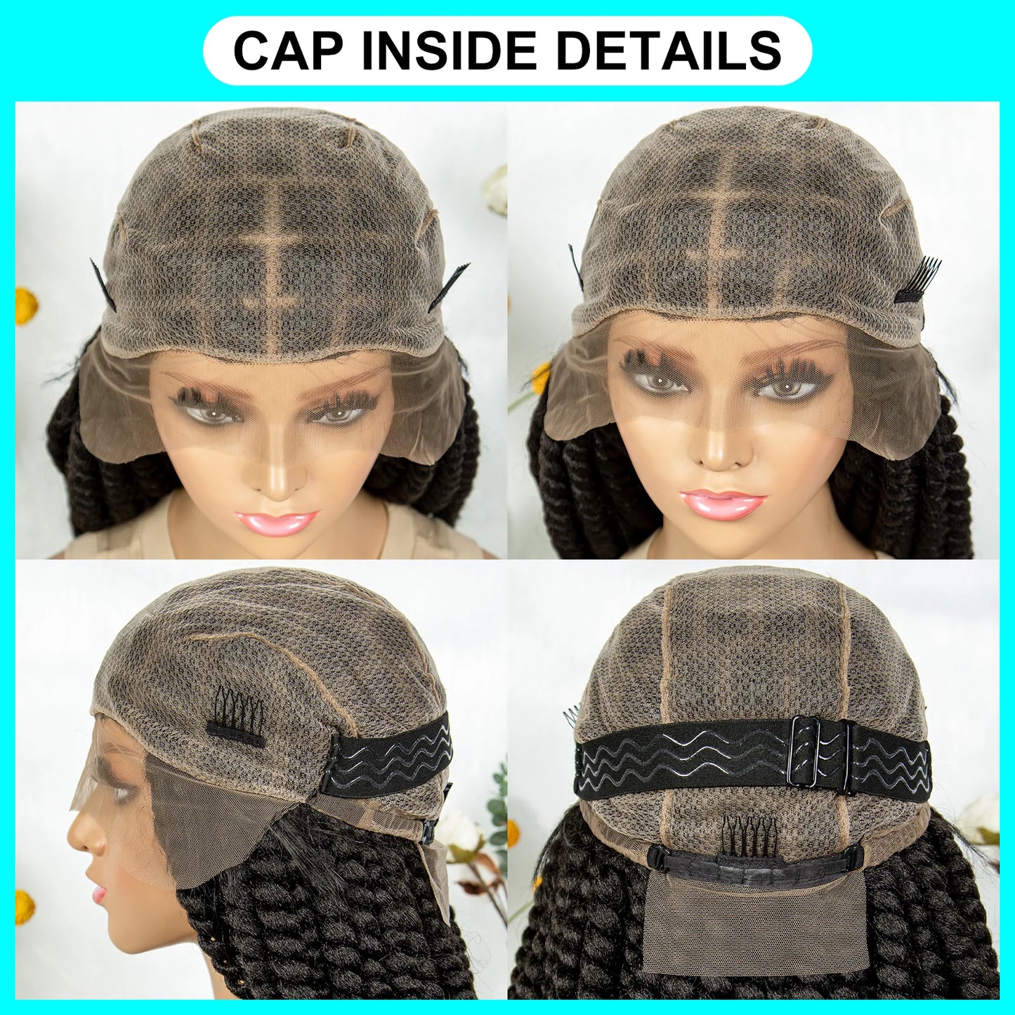 16" Full Lace Twisted Braided Wigs for Black Women Synthetic HD Lace Front Braids Wigs with Baby Hair Natural Lace Braiding Wigs