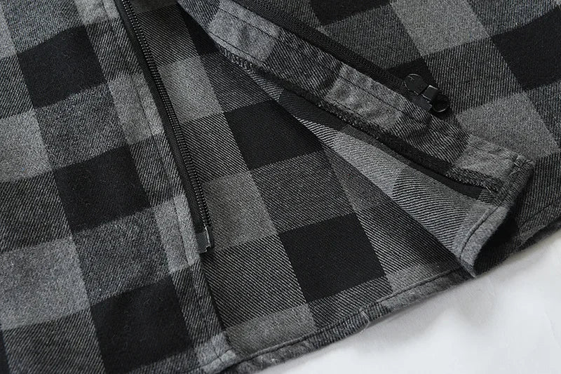 Men's New Plaid Hooded Sweater Long Sleeve Casual Thin Jacket Stand Hooded Shirt European Style Fashionable Outwear