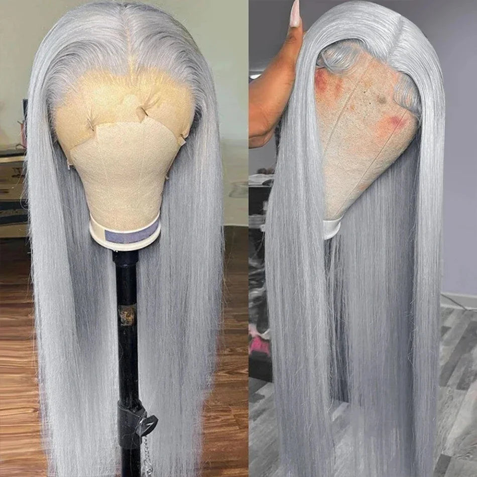 HD Silver Grey 13x6 Lace Frontal Wig 100% Vietnamese Body Wave Wigs Virgin Hair Gray Lace Front Human Hair Wis For Women On Sale