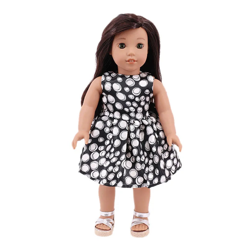 Baby Girls Dress Dolls Clothes Daily Fashion Dress For 18 inch American Doll Girl's Accessories 43Cm Baby Reborn,Generation Gift