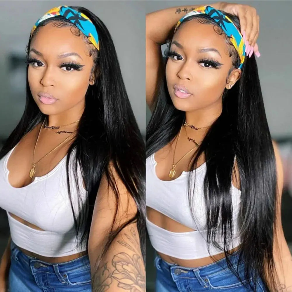Headband Wig Human Hair Deep Wave Wig 250% Straight Body Wave Human Hair Wigs Half Kinky Cury Wig Brazilian Ready To Wear Wig