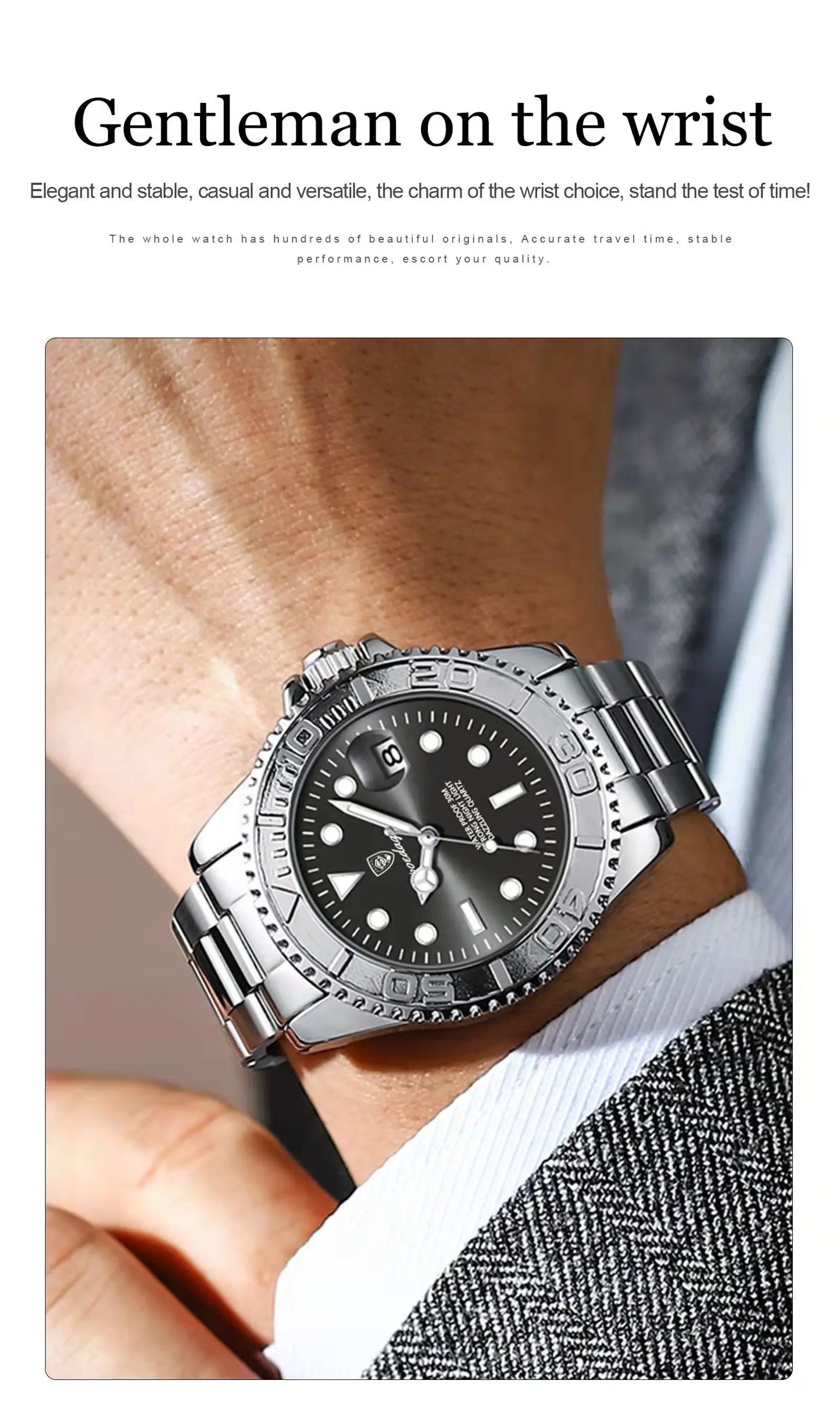 POEDAGAR Business Luxury Man Watch Luminous Waterproof Date Stainless Steel Men Watch High Quality Military Men's Quartz Watches