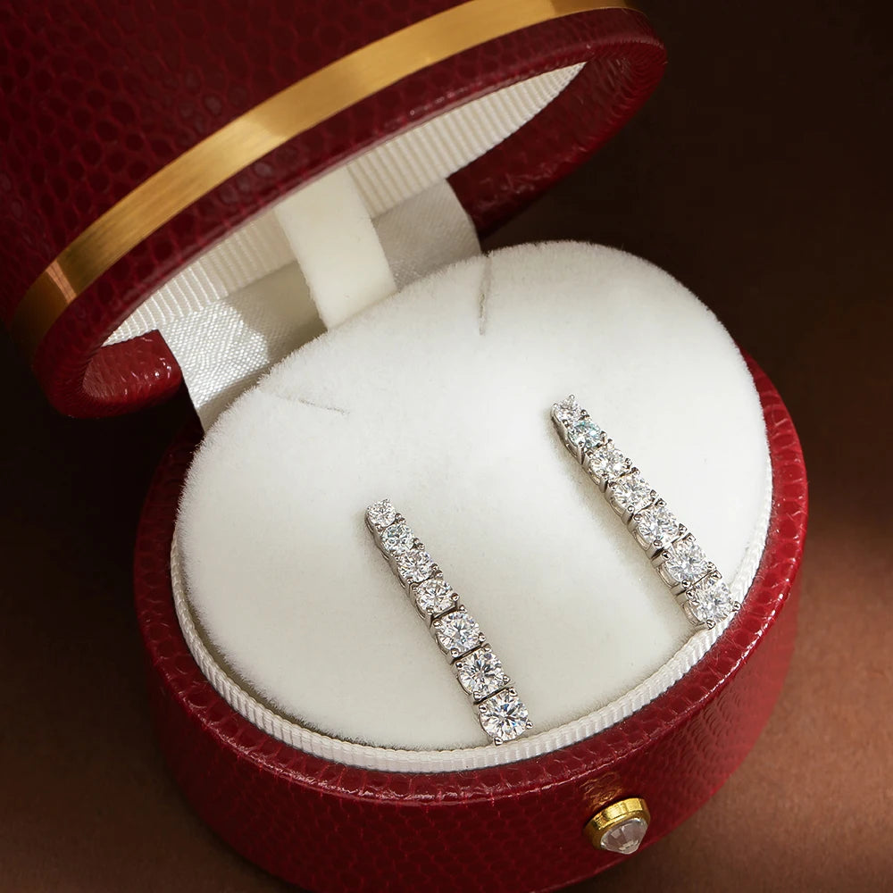 BXINY 2.8CT Full Moissanite Drop Earrings S925 Silver D Color Lab Diamonds Tassel Dangle Earring for Women Wedding Gifts Jewelry