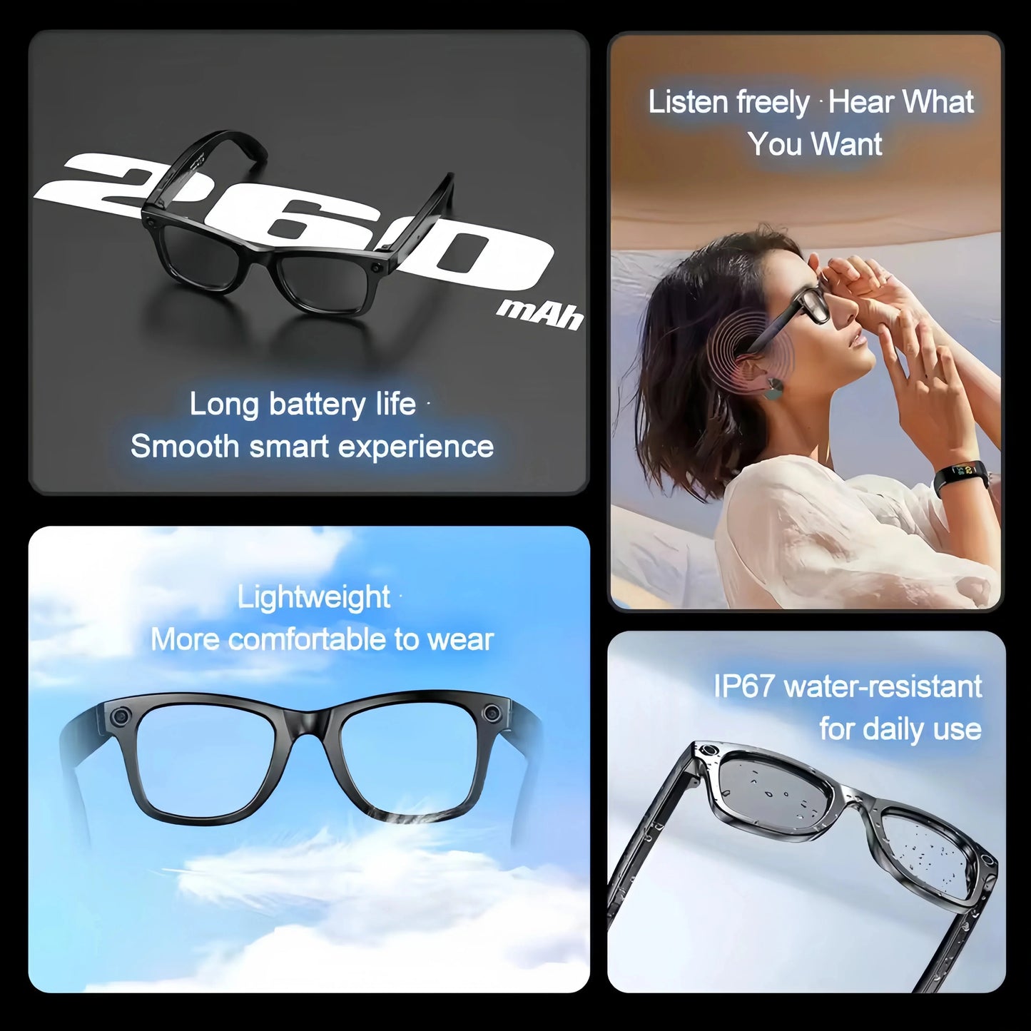 2025 Smart Sunglasses ai smart glasses with Camera Video 8MP Translation Bluetooth Call Music Play Men Women Recording 100+