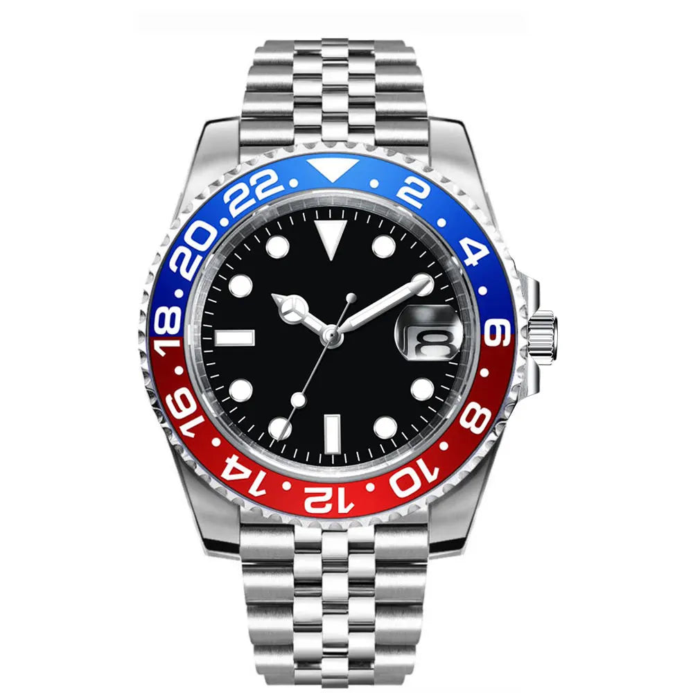 DIY Custom Logo 40MM Sapphire 8215Automatic NH35Mechanical MensRelogio Masculino WristWatch Sterile Dial Ceramic 10Bar Luminous