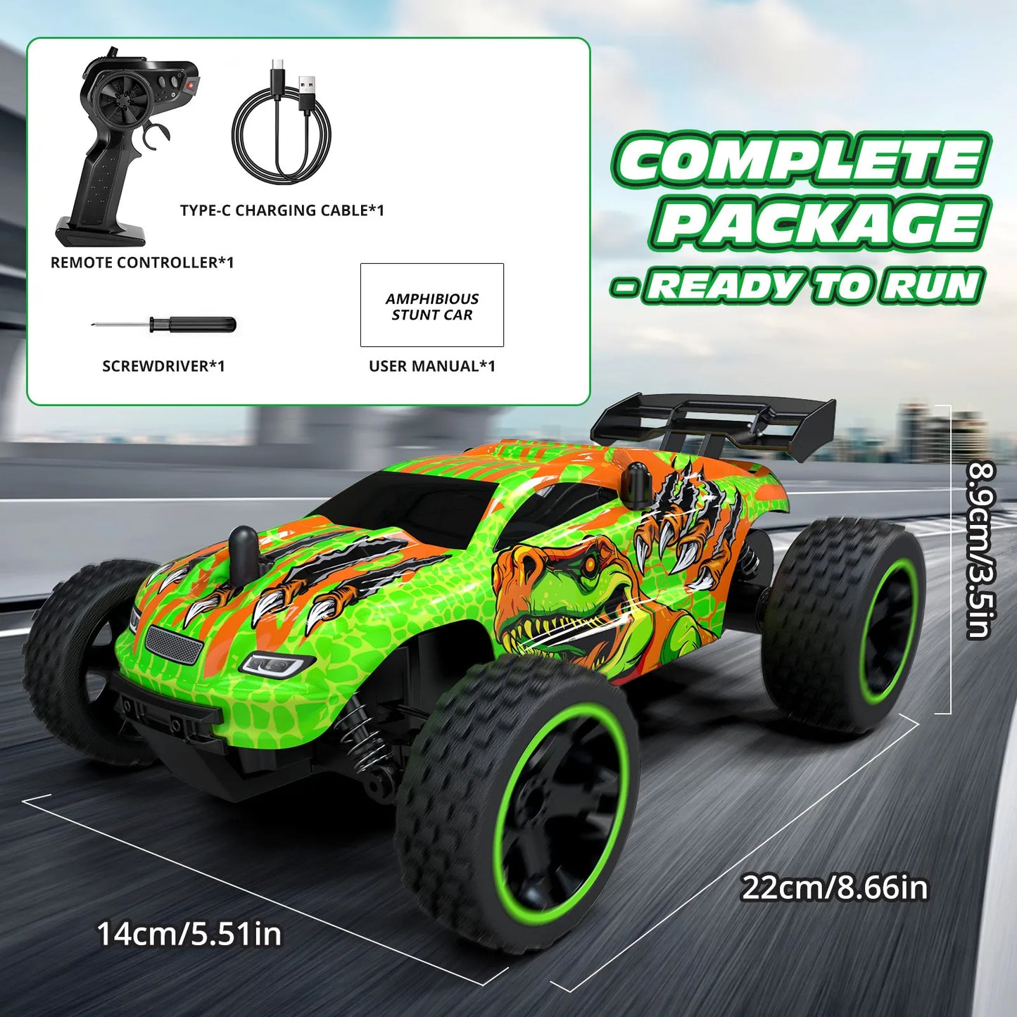 RC Cars Remote Control Car for Kids, 1:18 Scale 20 KM/H 2WD Offroad Buggy, 2.4GHz RC Racing Car with USB-C Easy Charging