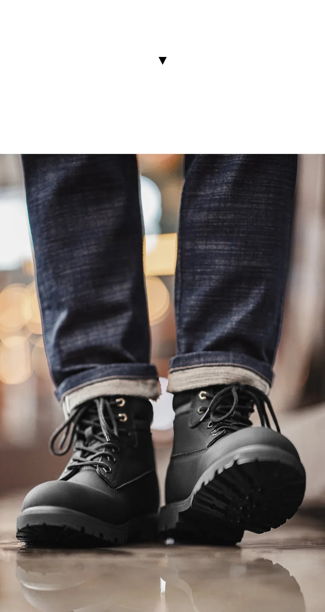 Maden Men's Versatile Black Boots Plush Lining Warmth Shoes Retro Non-Slip Thick Sole Work Boots Outdoor Casual Mid-Calf Boots