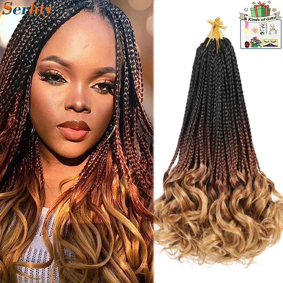 French Curl Crochet Braids 14 Inch Kid-Friendly Goddess Box Braids with Bouncy Curly Ends French Curls Braiding Hair for Women