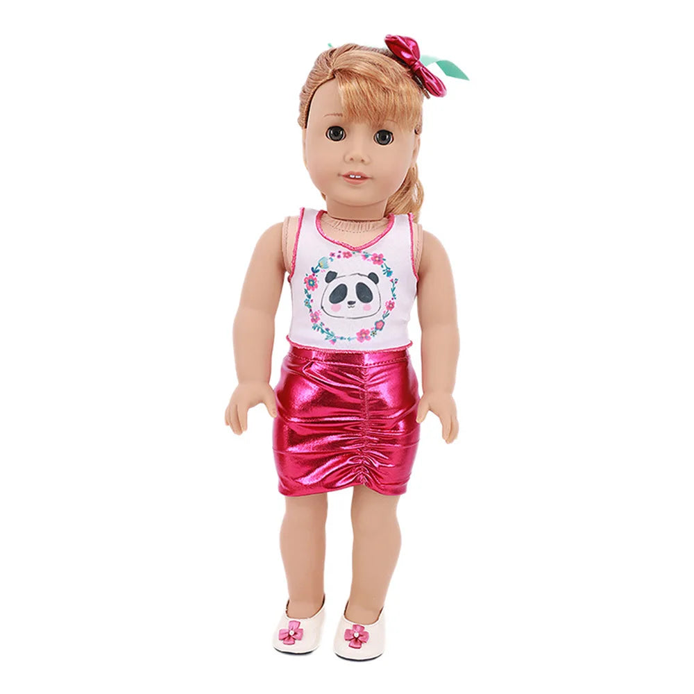 Baby Girls Dress Dolls Clothes Daily Fashion Dress For 18 inch American Doll Girl's Accessories 43Cm Baby Reborn,Generation Gift
