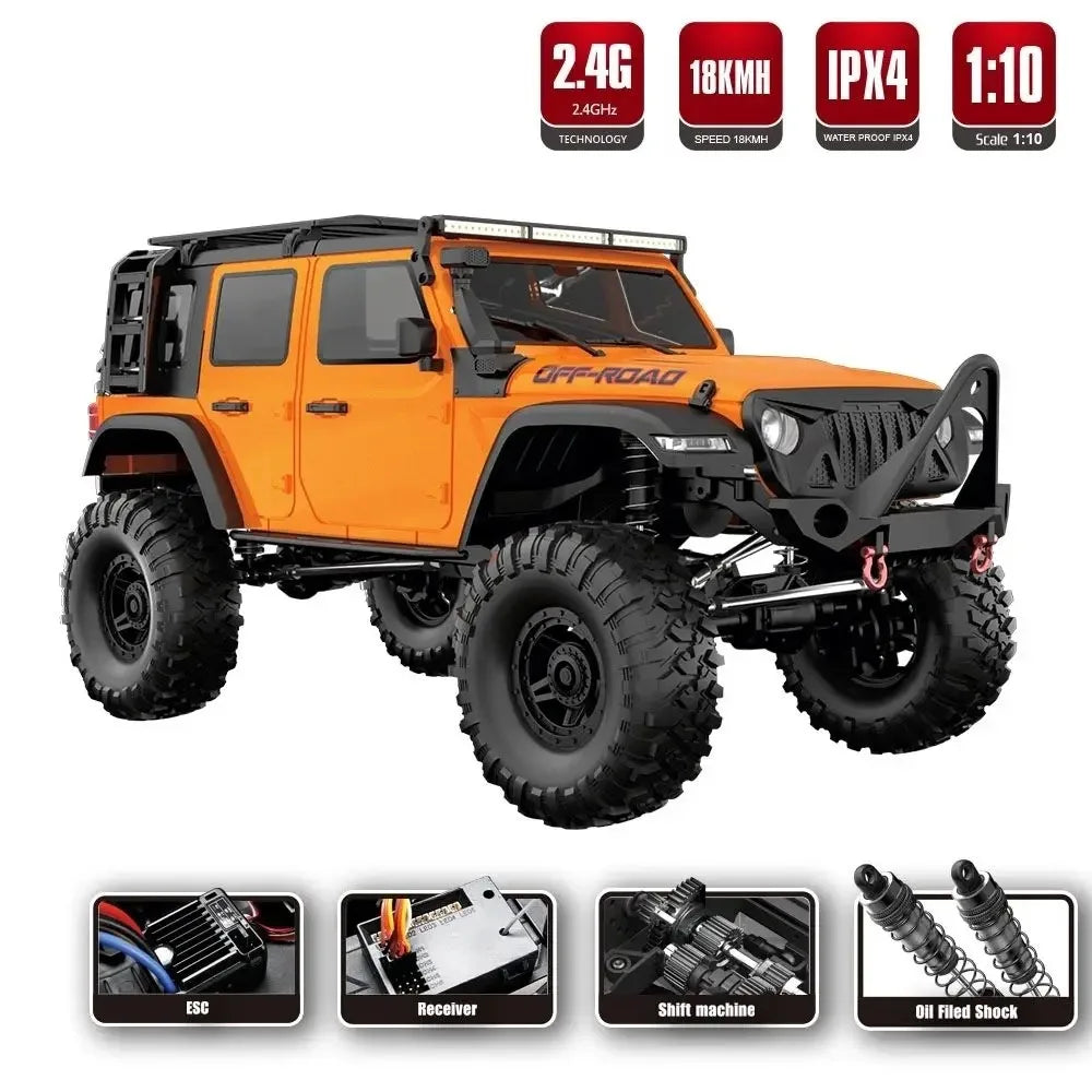 RC Car 1/10 HB RTR Remote Control Vehicle 2.4G Full Proportional Rock Crawler LED Light 4WD Off-Road Climbing Truck Toys Gifts