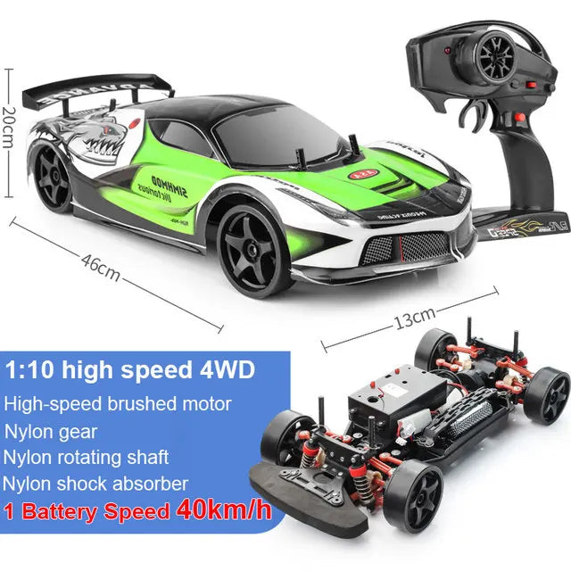 1:10 70km/H Remote Control Car 4wd High Speed Drift 2.4g Rc Car Shock Absorber Anti-Collision Rc Toys Christmas Gift