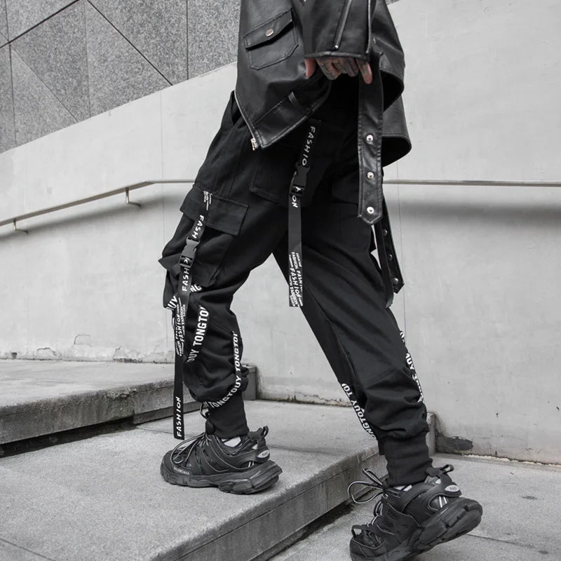 Harajuku Fashion Techwear Men's Cargo Pants Hip Hop Punk Male Clothing Streetwear Joggers High Street Holiday Casual Trousers
