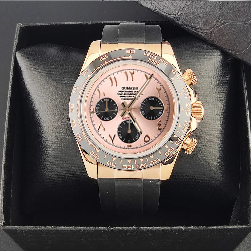 39.3mm VK63 Men's watch Arabian Dial customized Men's watch Luxury Quartz watch man VK63 Sport Chronograph Sapphire Glass watch