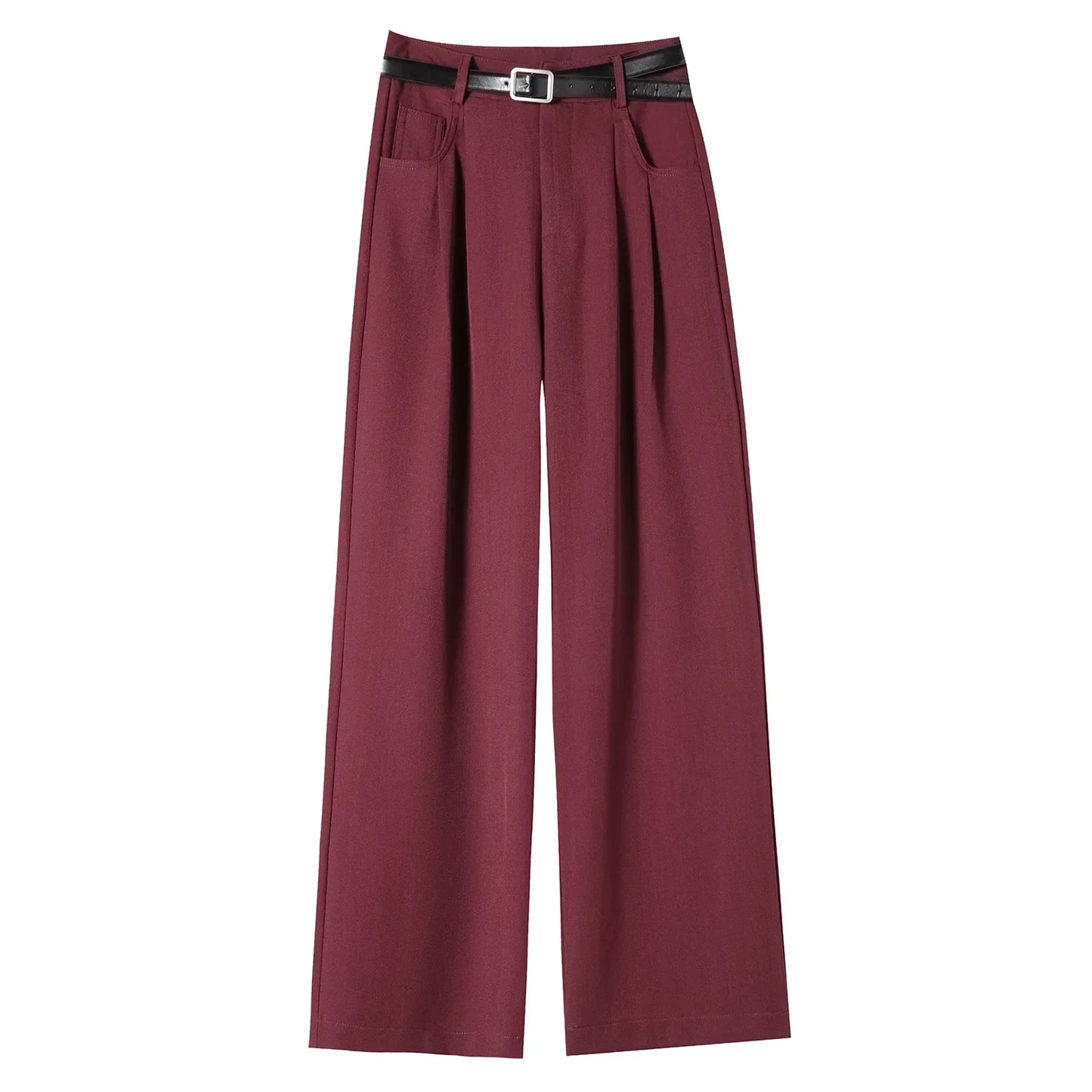 High Waist Slim Fit Straight Leg Suit Pants Wide Leg Casual Trousers Women's Autumn New Arrival Red Color Business Office Wear