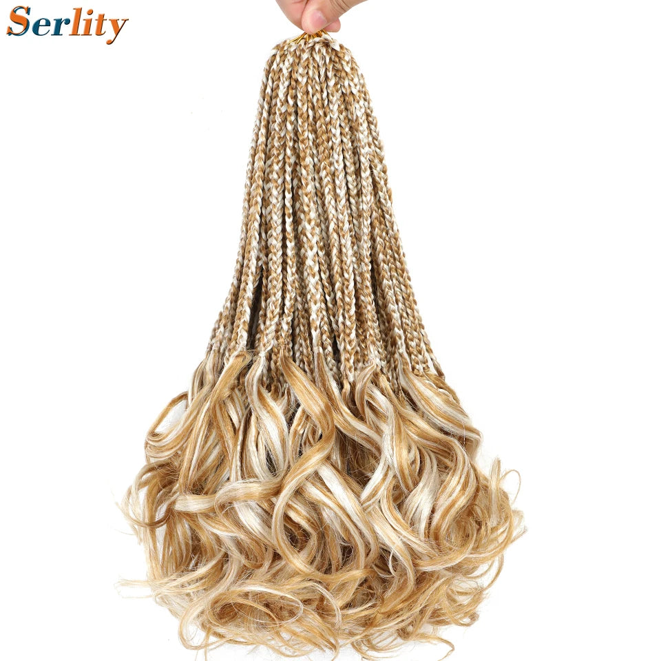 French Curl Crochet Braids 14 Inch Kid-Friendly Goddess Box Braids with Bouncy Curly Ends French Curls Braiding Hair for Women