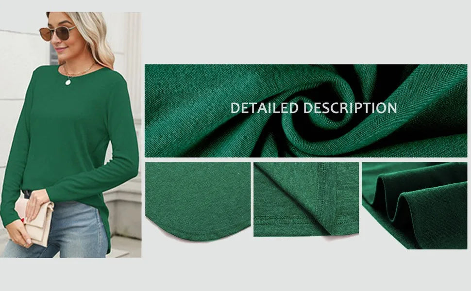 Traf 2024 Mujer Womens Long Sleeve Round Neck Shirts Side Split Basic Loose Tunic Tops Casual Shirts Ropa De Mujer Fashion