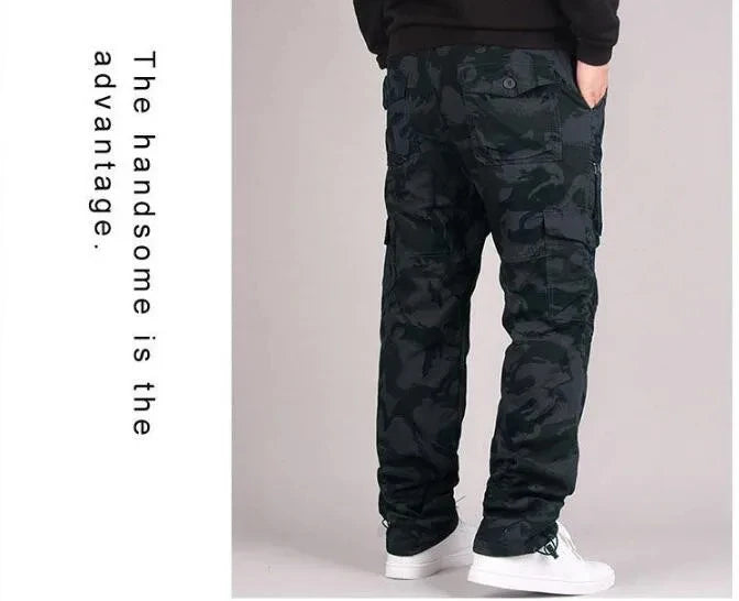 Men's Winter Cargo Pants Double Layer Fleece Warm Thick Camouflage Tactical Cotton Long Trousers Men Baggy Casual Cotton Pants