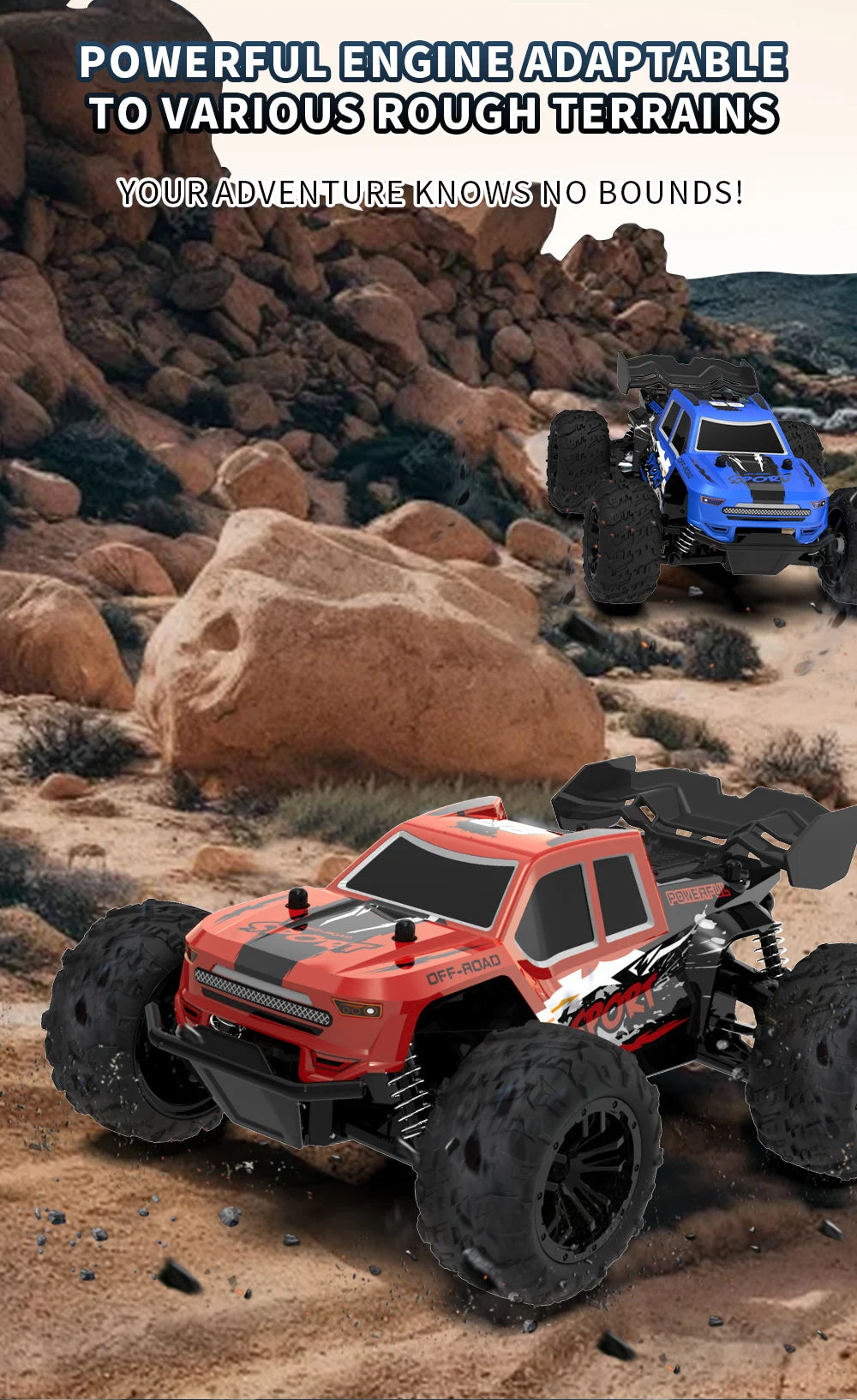 2.4G Remote Control Car with Light RC Vehicle RC Racing Car 20KM/H High Speed Off-Road Climbing Remote Control Toy Gift for Kids