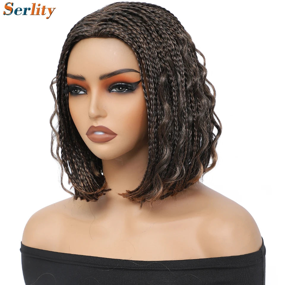 New Style Bob Box Braided Wigs For Black Women 12inches Synthetic Box Braids Crochet Hair Wigs On Sale Clearance Short Black Wig